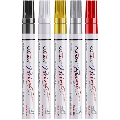 Paint Marker Pens – 5 Pack Permanent Oil Based Paint 1 Count (Pack of 5)