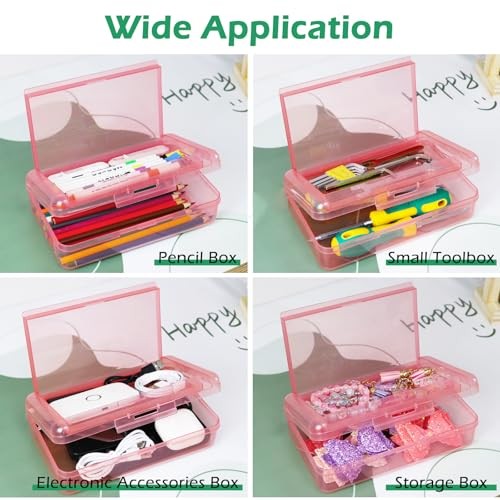 1 Pack Double Layer Hard Pencil Cases, Plastic Translucent Pencil Box Clear