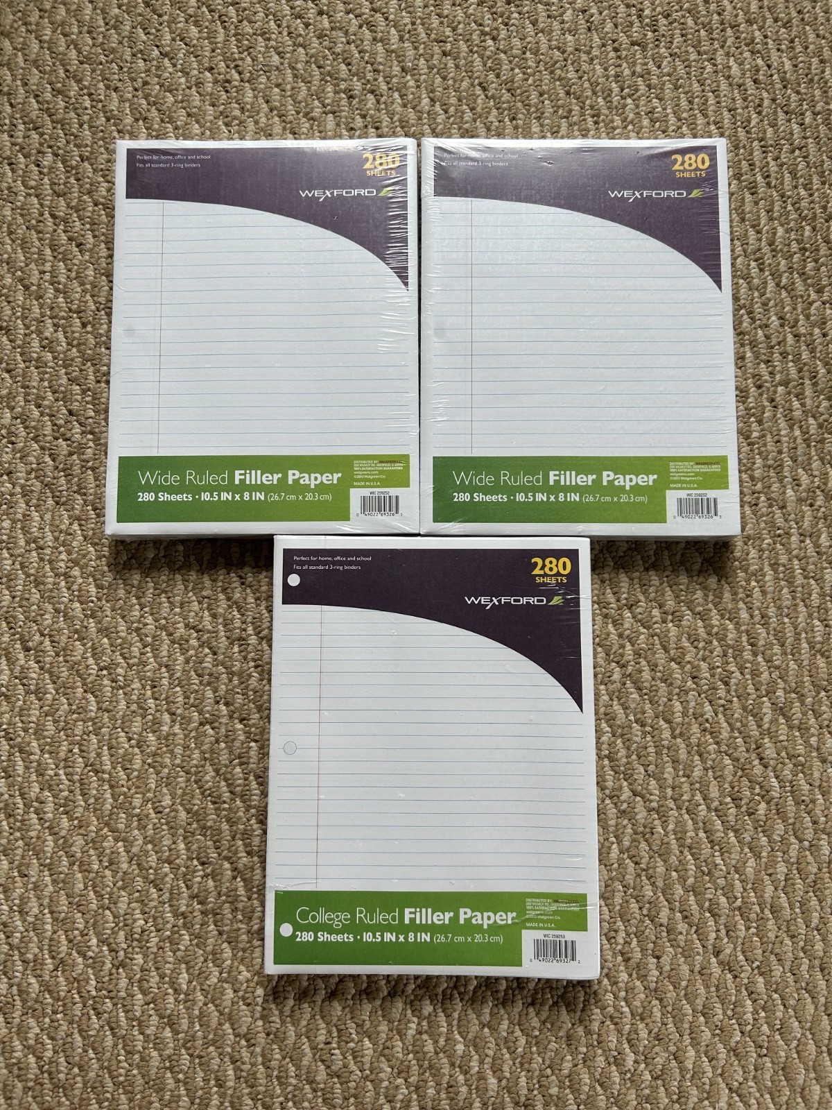 WEXFORD WIDE RULED FILLER PAPER * 1,120 SHEETS * NEW SEALED FREE SHIPPING