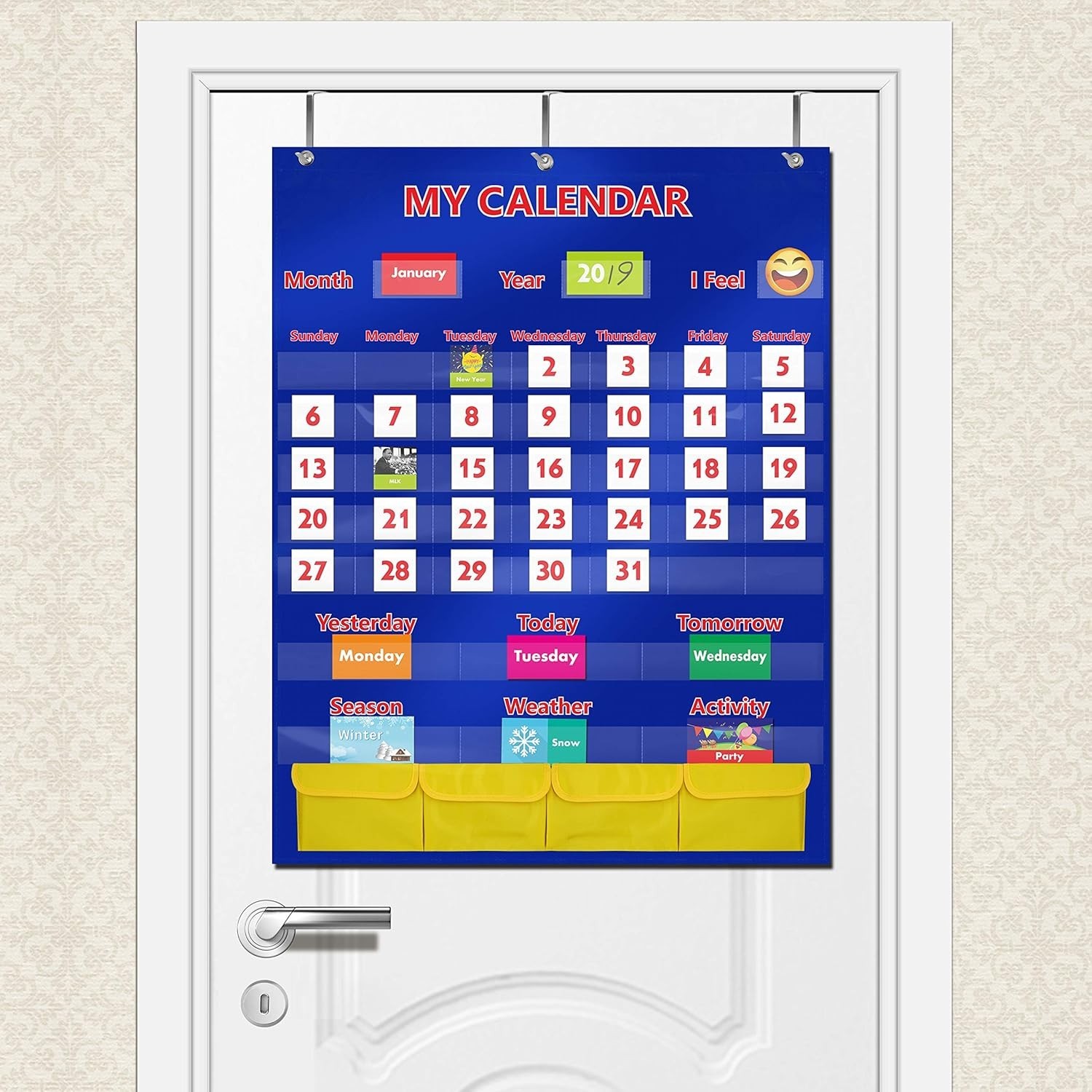Visual Learning Calendar & Weather Pocket Chart with 40 Customizable Cards