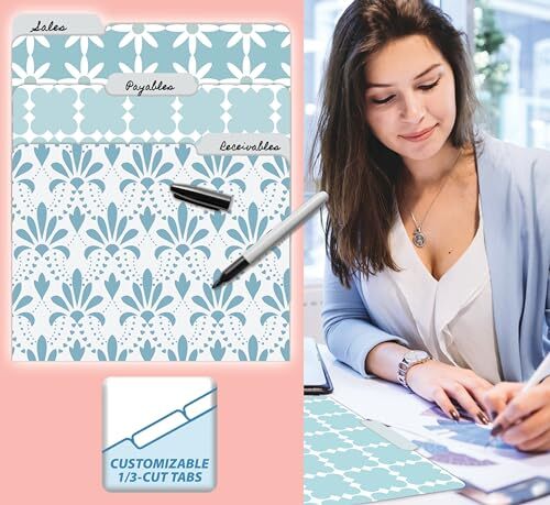 Decorative File Folders, 18 Pack, 9 Soft Floral Designs + 9 Matching Solid