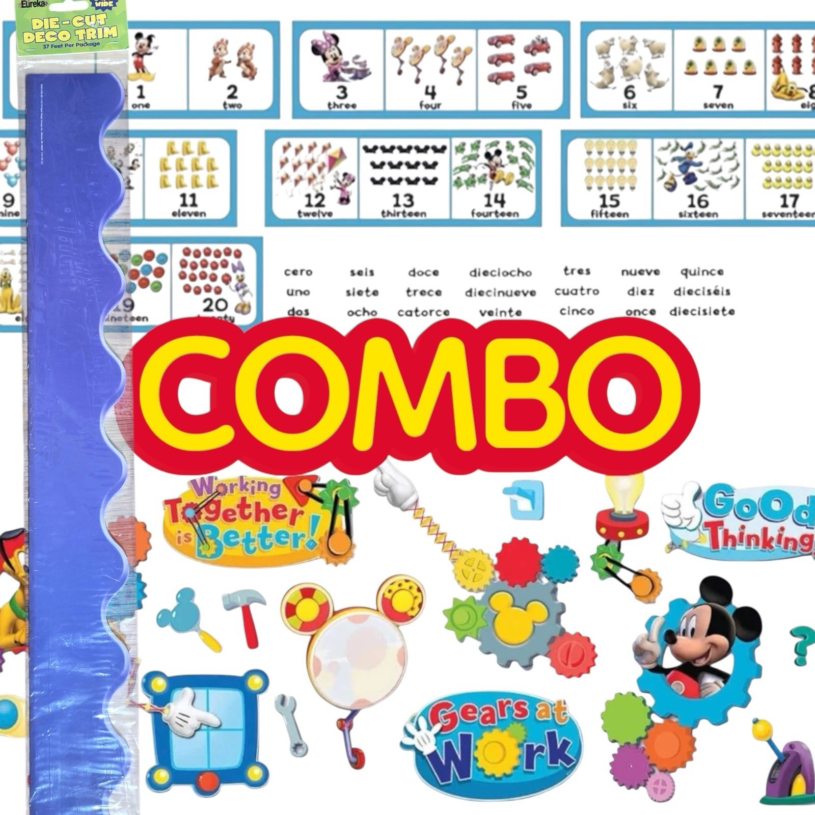 Eureka Combo Purple Mickey Mouse Teacher Bulletin Board Classroom Decor & Trim