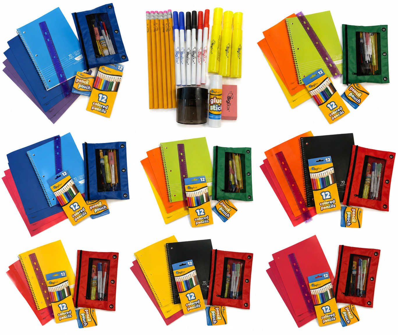 BigBox 24 High School Supply Kits Bulk 26 Pieces Each Classroom School Lot