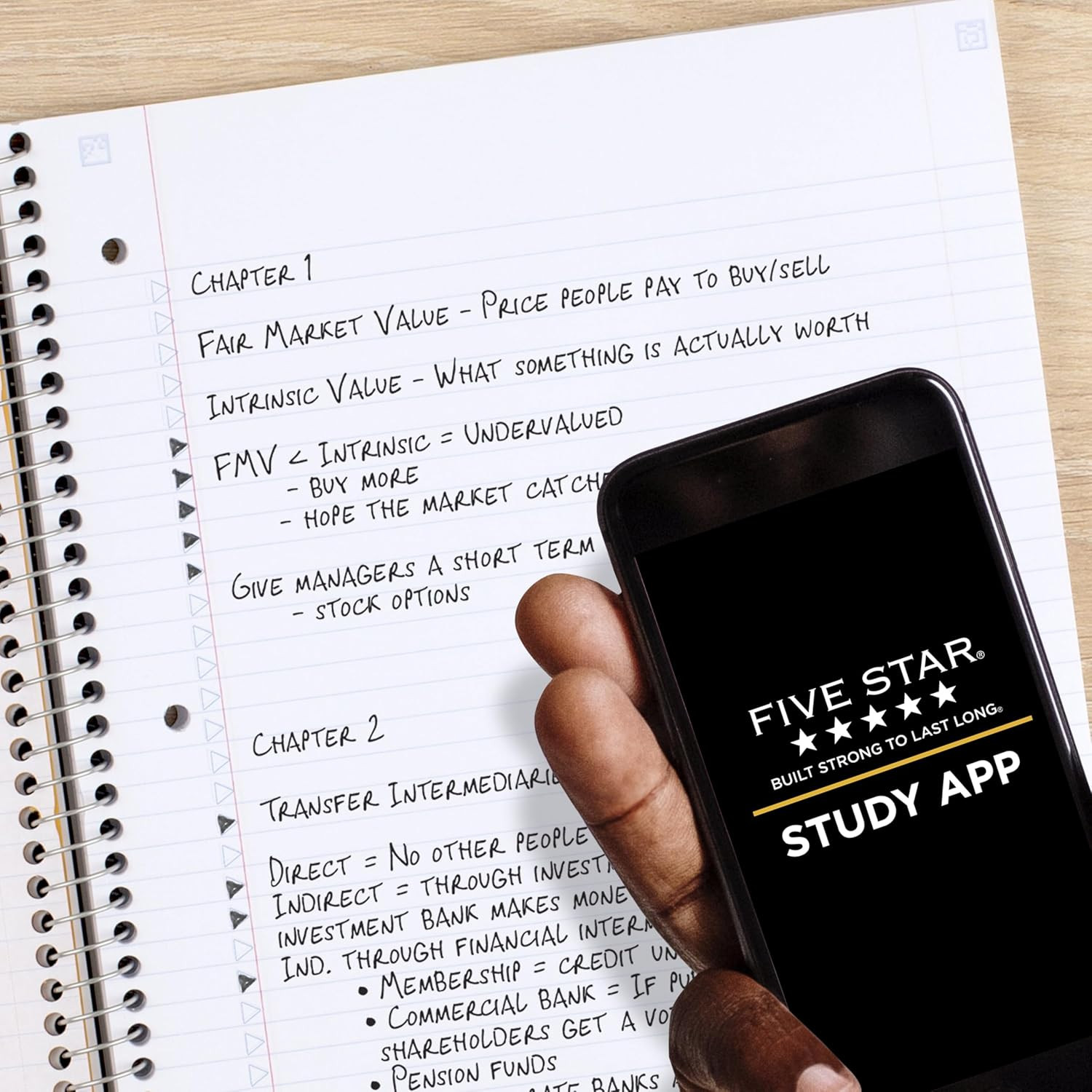 Spiral Notebook + Study App, 5 Subject, College Ruled Paper, 8-1/2″ X 11″, 200 S
