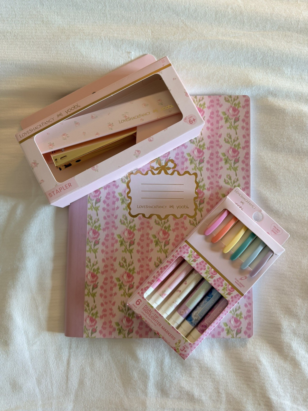 LoveShackFancy x Target Yoobi BUNDLE Stapler, Notebook, Highlighter Markers
