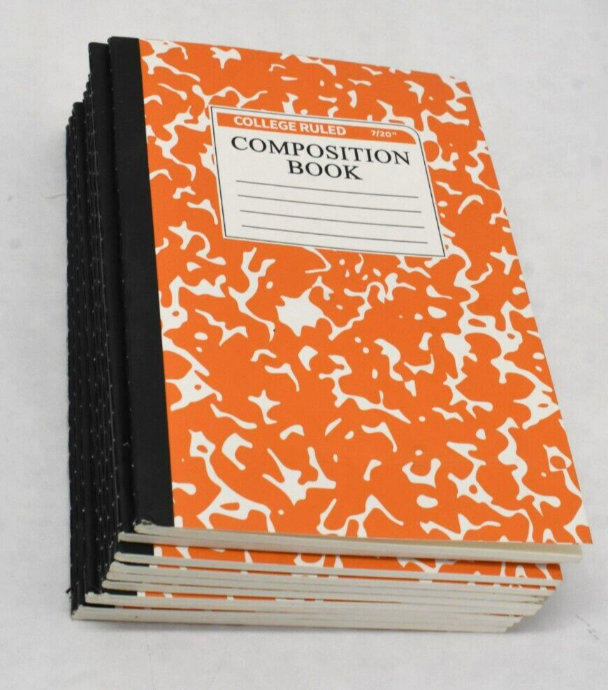 Lot of 10 Orange Color Thin Composition Book College Ruled 7/20″ 30 Sheets