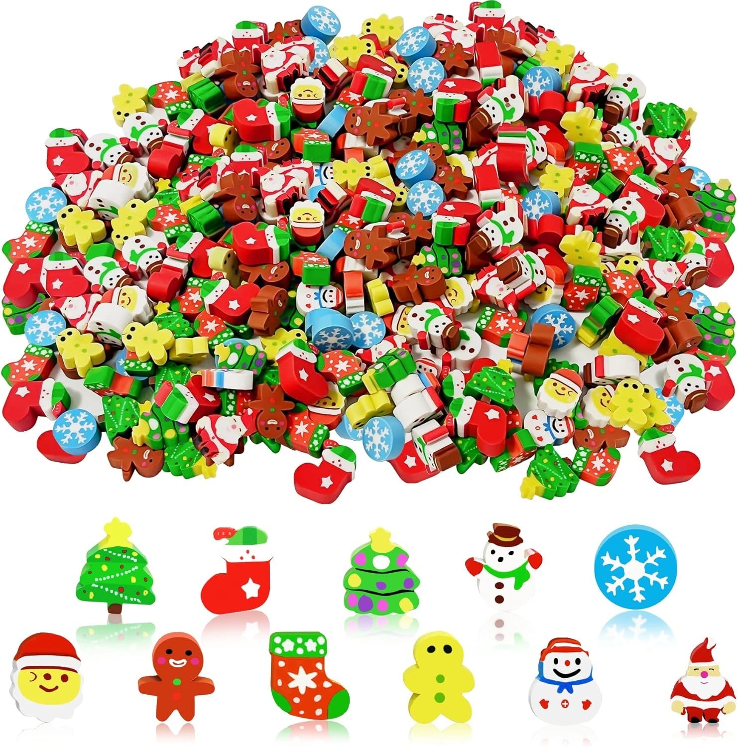 Colorful 150 Pcs Christmas Mini Erasers – Cute Animal Desk Supplies for Kids