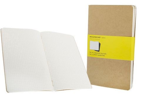 Moleskine Cahier Journal, Soft Cover, Large (5″ x 8.25″) Squared, Kraft Brown, 8