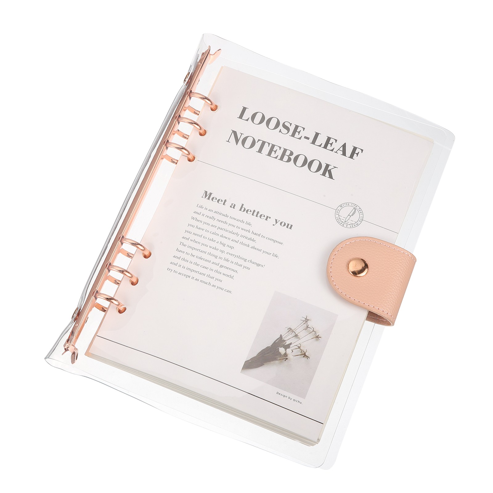 6-Ring A5 Notebook Binder with 90 Sheets Lined Paper for Planner, Gold