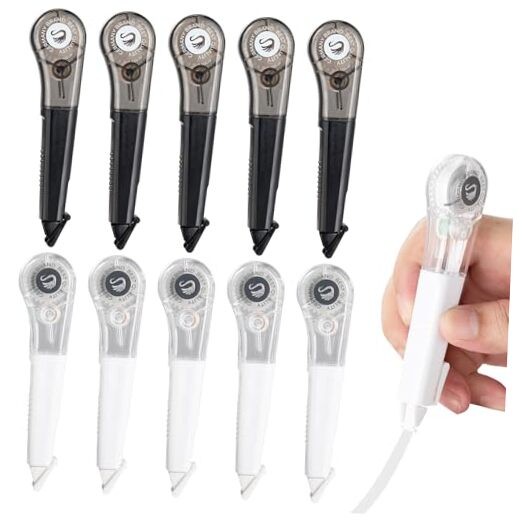 19.69ft Correction Tape Pen, 10-Count Pack, 1 Count (Pack of 10) Black & White