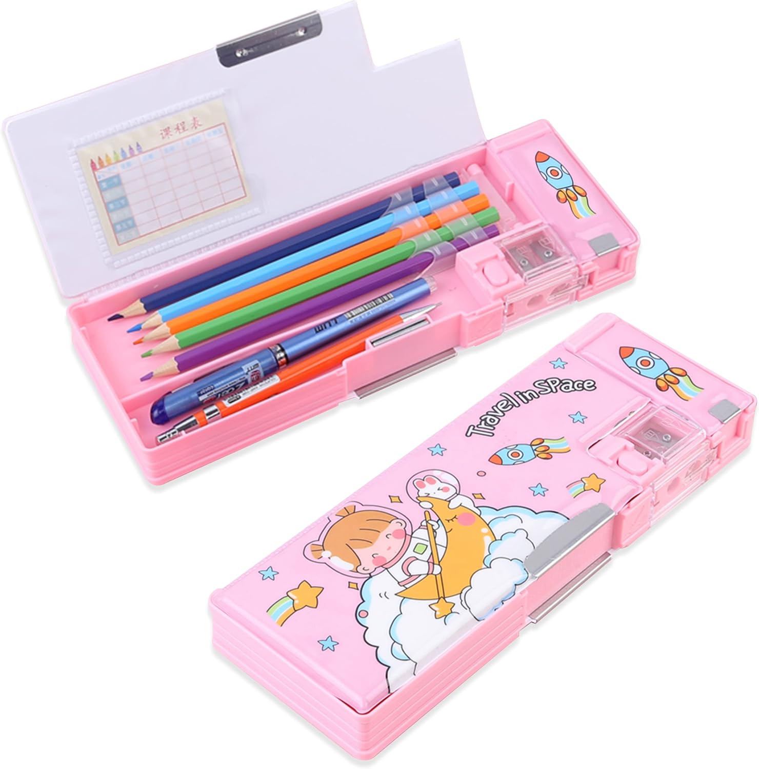 Pop Up Multifunction Pencil Case for Girls Boys, Cute Cartoon Pen Box Organizer