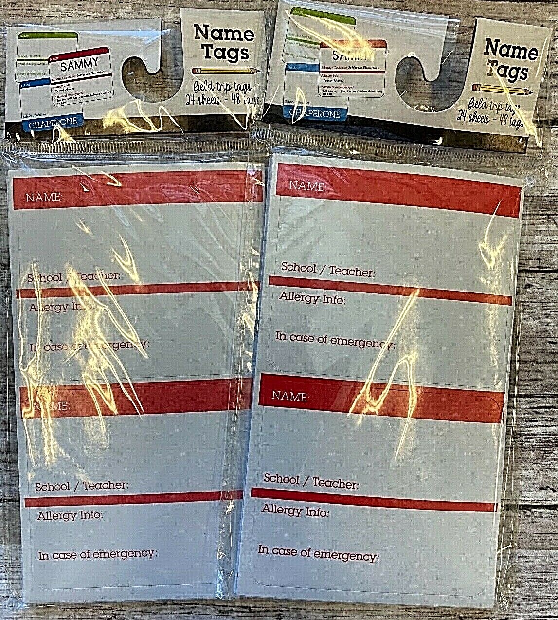 96 ( 2 packs of 48) field trip name tags self adhesive teacher supply 2.5″ x 3″