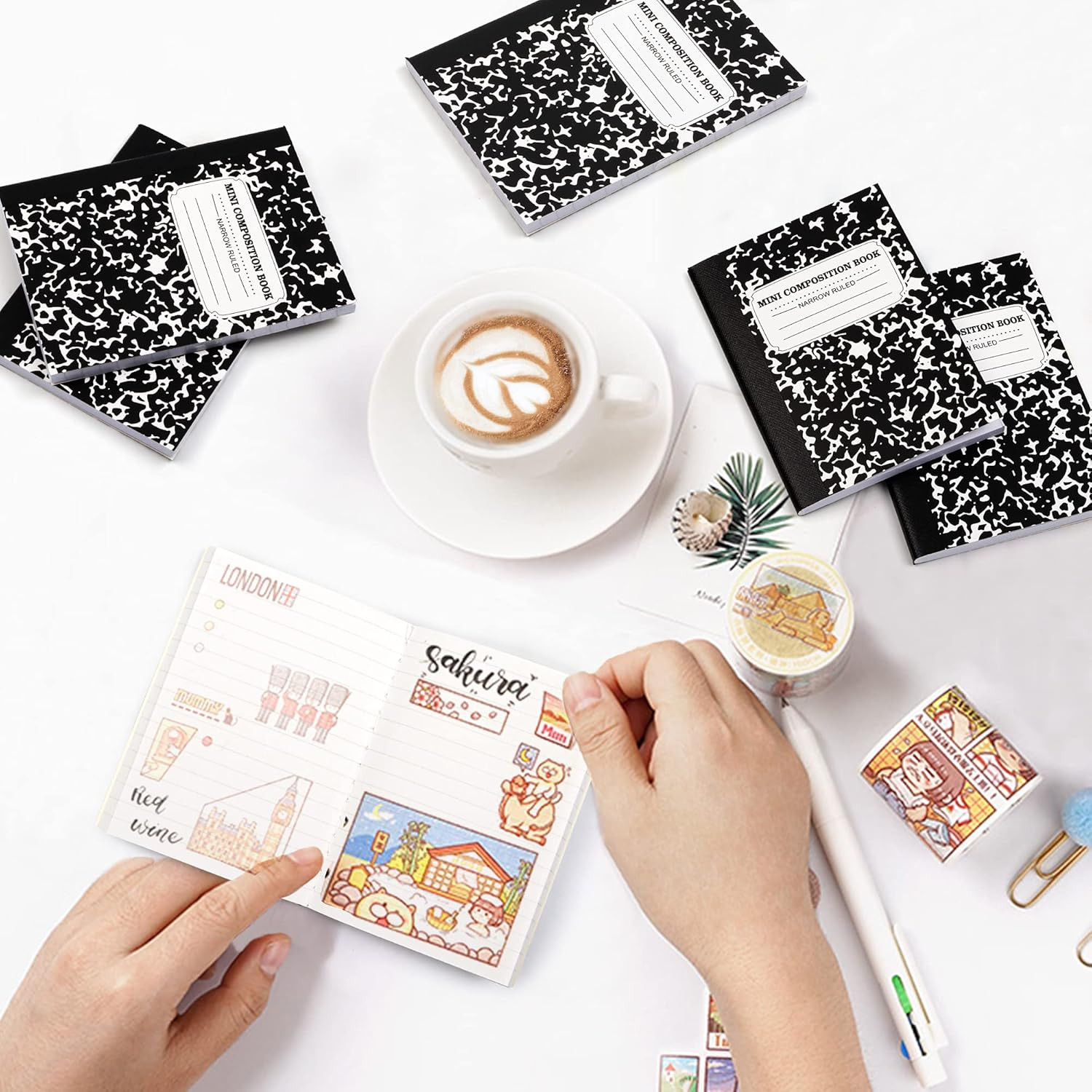 Mini Composition Notebook, Cute 30 Pack Black Narrow Ruled Mini Composition Book