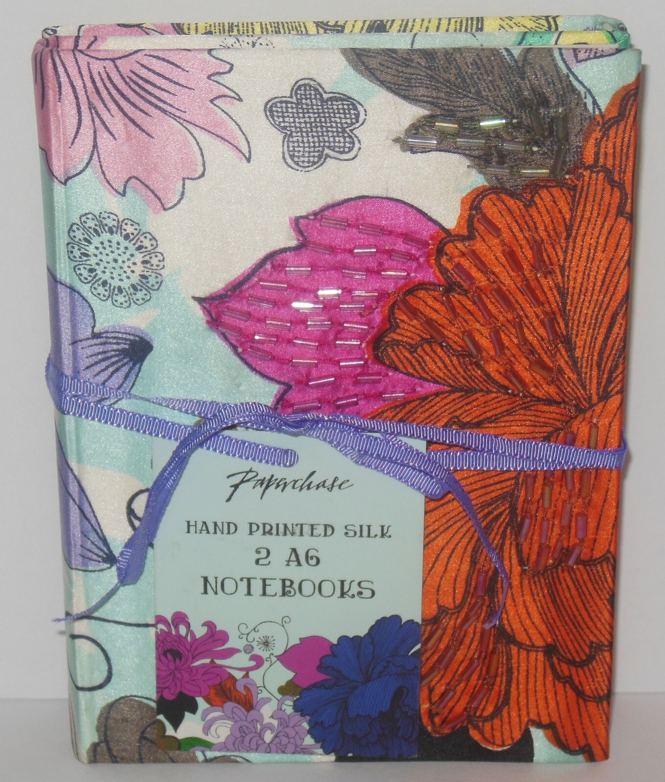 (2) Paperchase: Hand Printed Silk Acid Free Blank Page A6 Notebooks