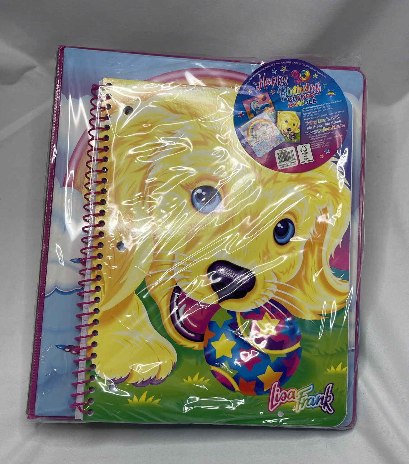 Lisa Frank Happy 30th Birthday Binder Bundle notebook folder NEW Markie Unicorn