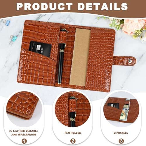 Faux Leather Journal Cover Compatible Field Notes with 2 Pcs Mini Brown