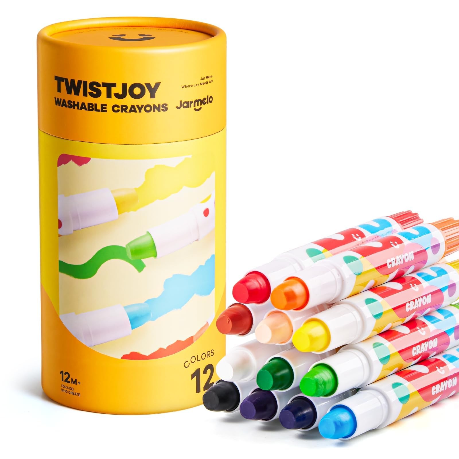 Jar Melo Jumbo Crayons for Toddlers, 12 12 Count (Pack of 1), Multicolor