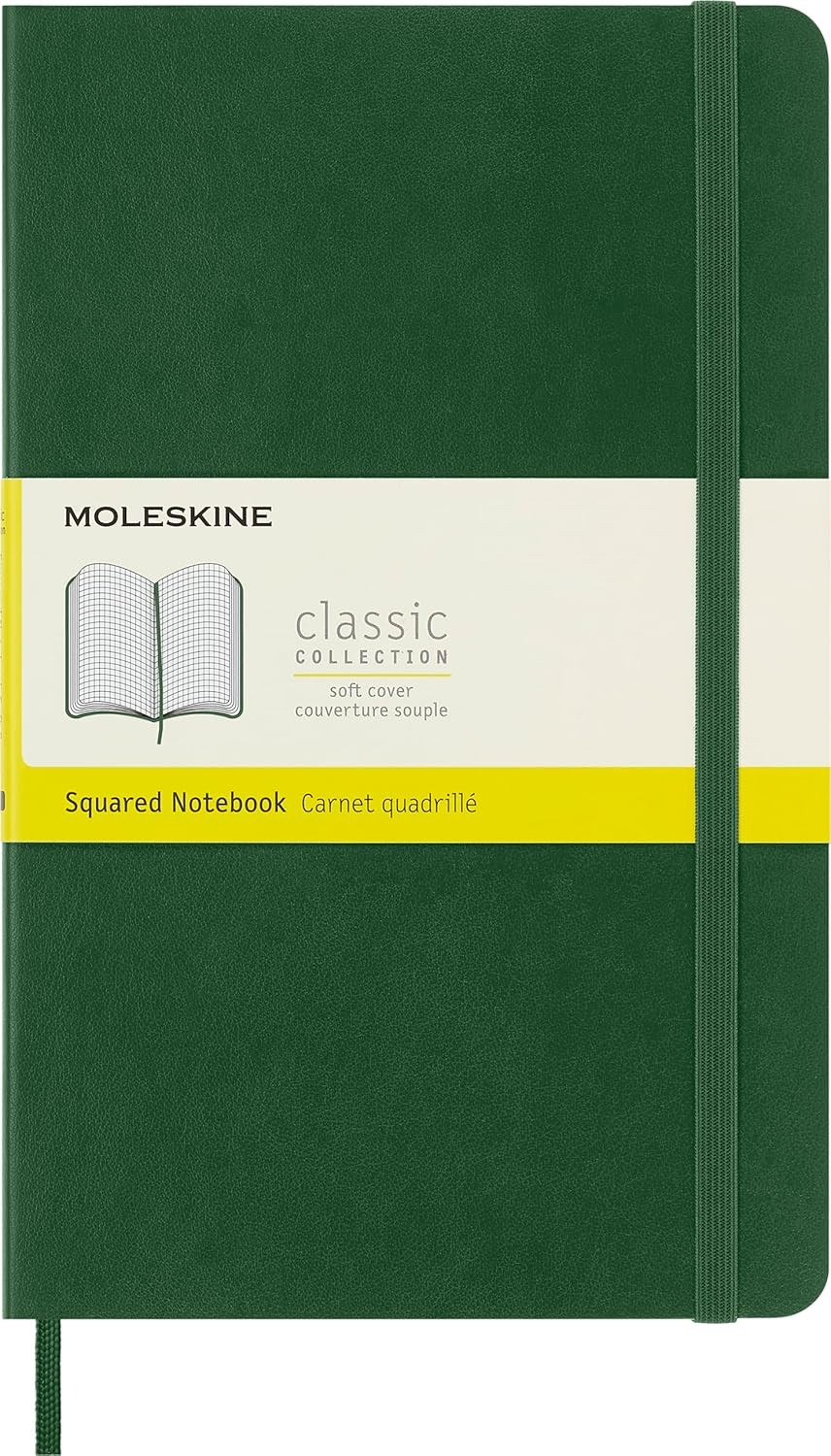 Moleskine Classic Notebook, Soft Cover, Large, Squared, Myrtle Green, 240 Pages,