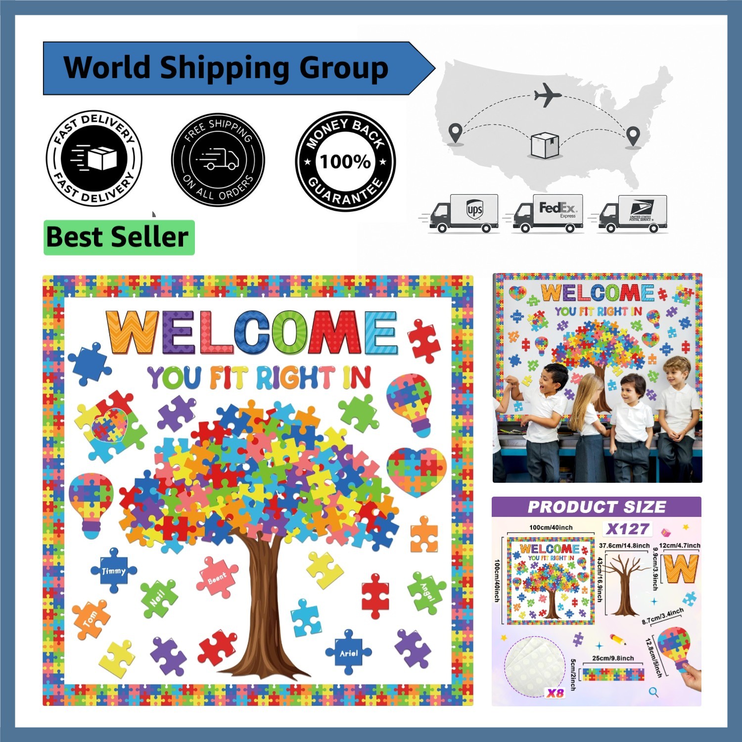 Motivational Bulletin Board Decoration Set: 127 Inspiring Classroom Cutouts