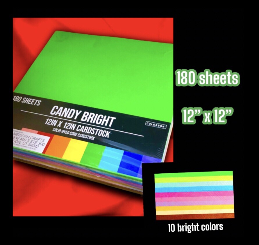 Colorbok Cardstock Candy Bright 10 Colors 180 Sheets 12”x12” Card Stock