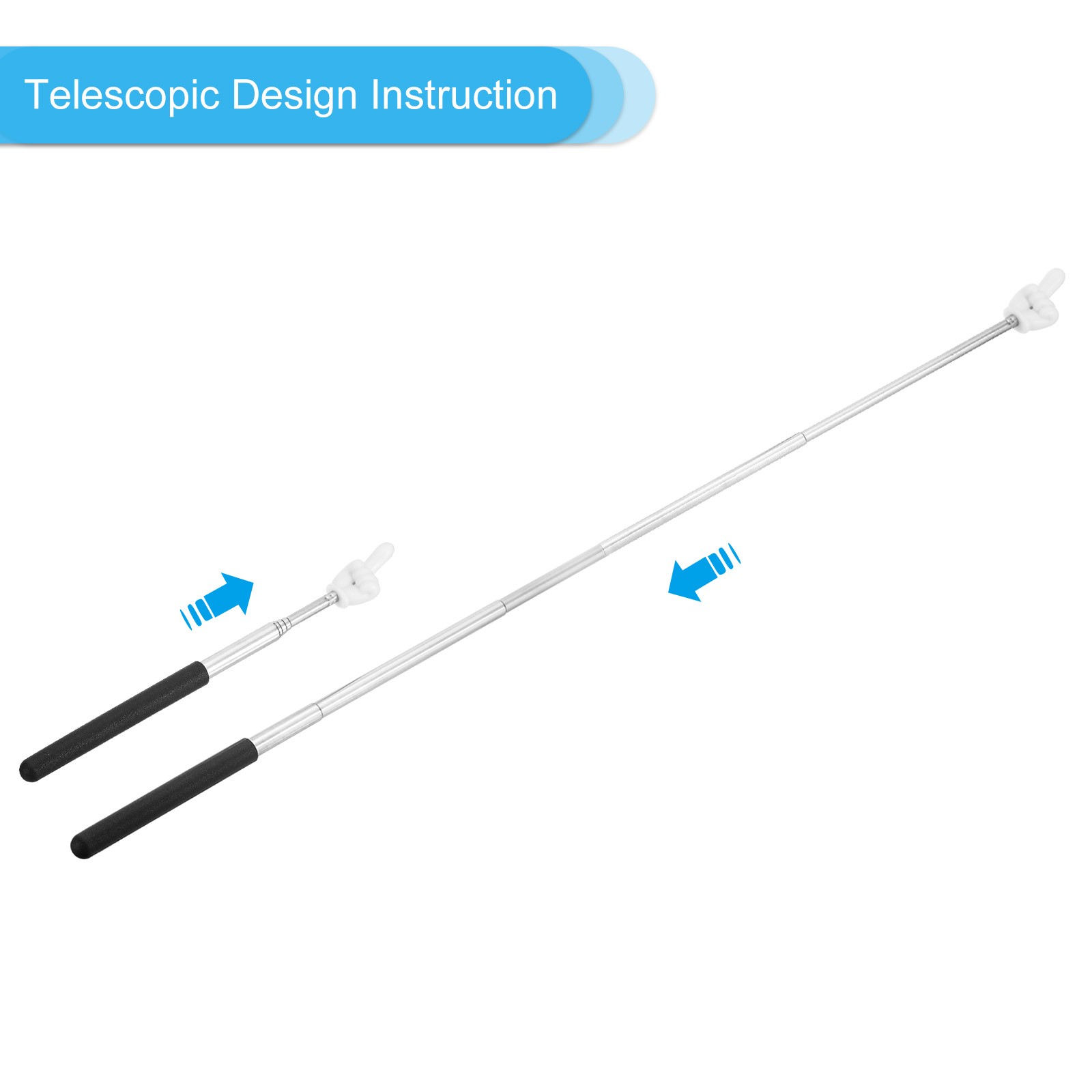 Telescopic Teachers Pointer Stick, 2 Pcs Teacher Hand Finger, Black Style 1