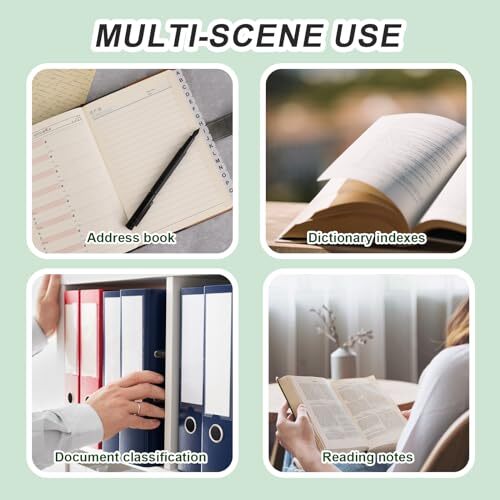 A-Z 26 White Letters Tabs Sticky Alphabet Tabs, 260 Pcs Self Adhesive Page