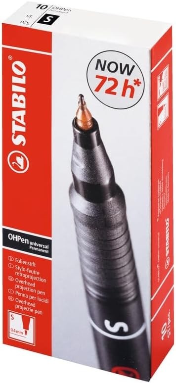 Overhead Pen – STABILO OHPen universal – Permanent Superfine – Pack of 10 – blue