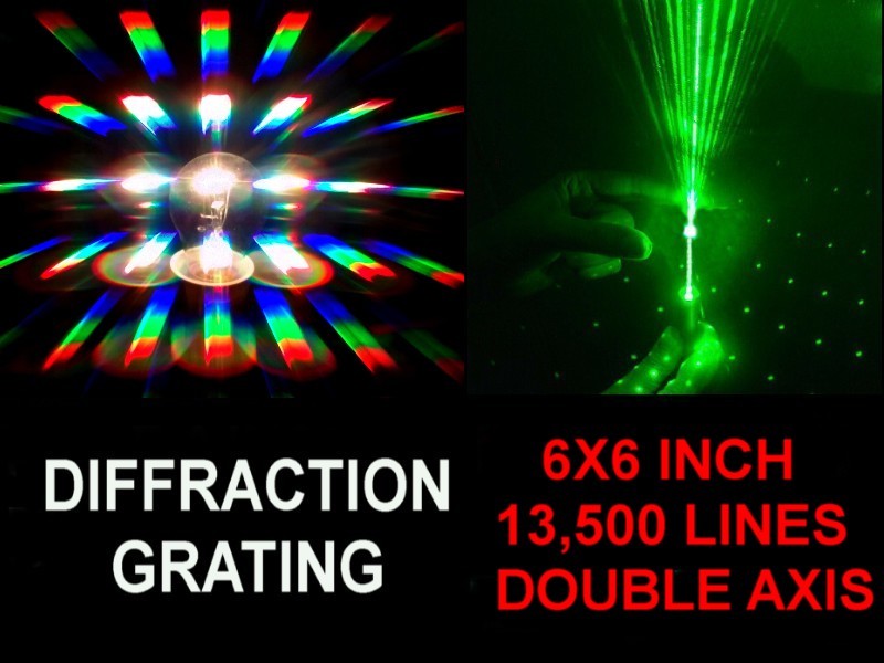 HUGE 6X6 INCH Diffraction Grating Sheet 13.500 DOUBLE AXIS Line.Laser Split LOOK