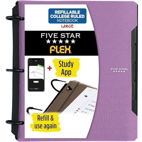 Refillable Notebook with TechLock Rings 220 Sheets Purple Amethyst