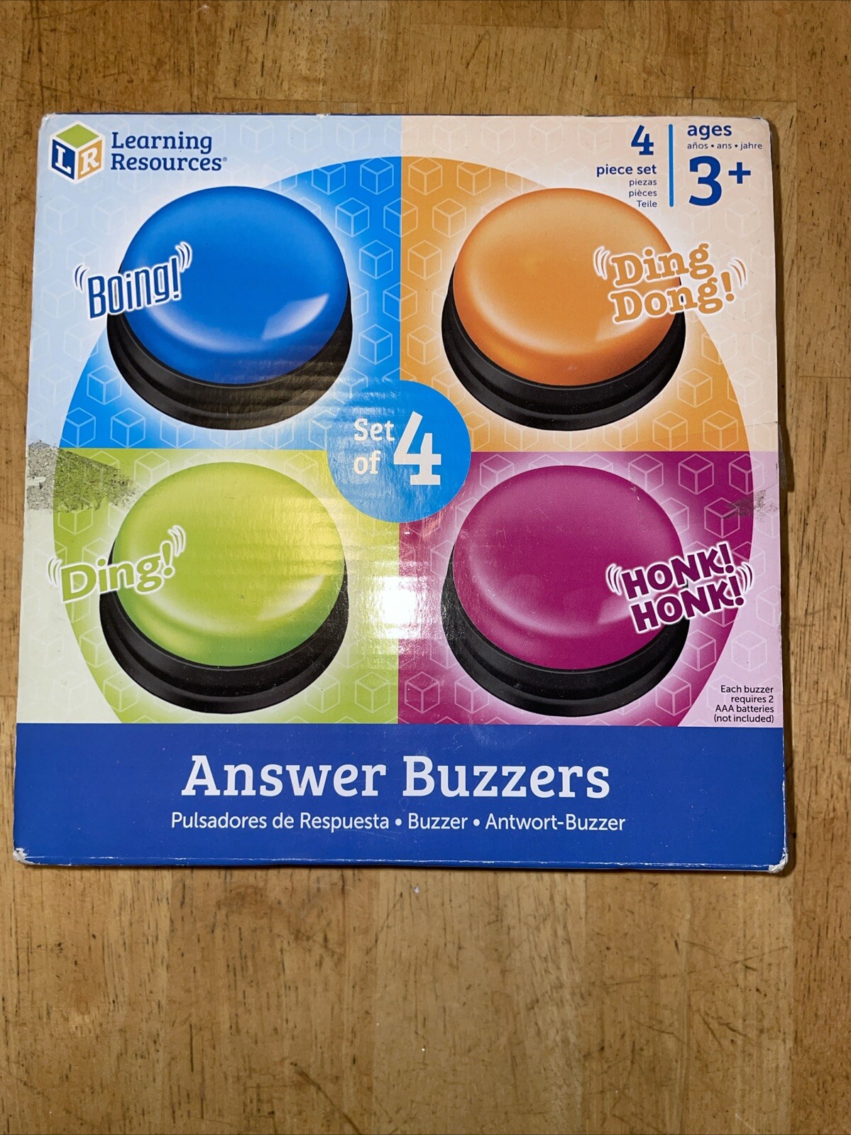 Answer Buzzers Set of 4 Assorted Colored Ages 3+ Game Show Style Toy Educational