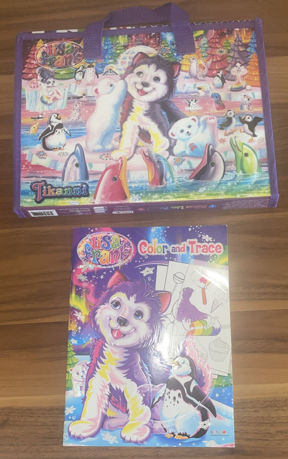 Lisa Frank Trifold Portfolio Briefcase Folder 13×10 and Color & Trace Book 8×10