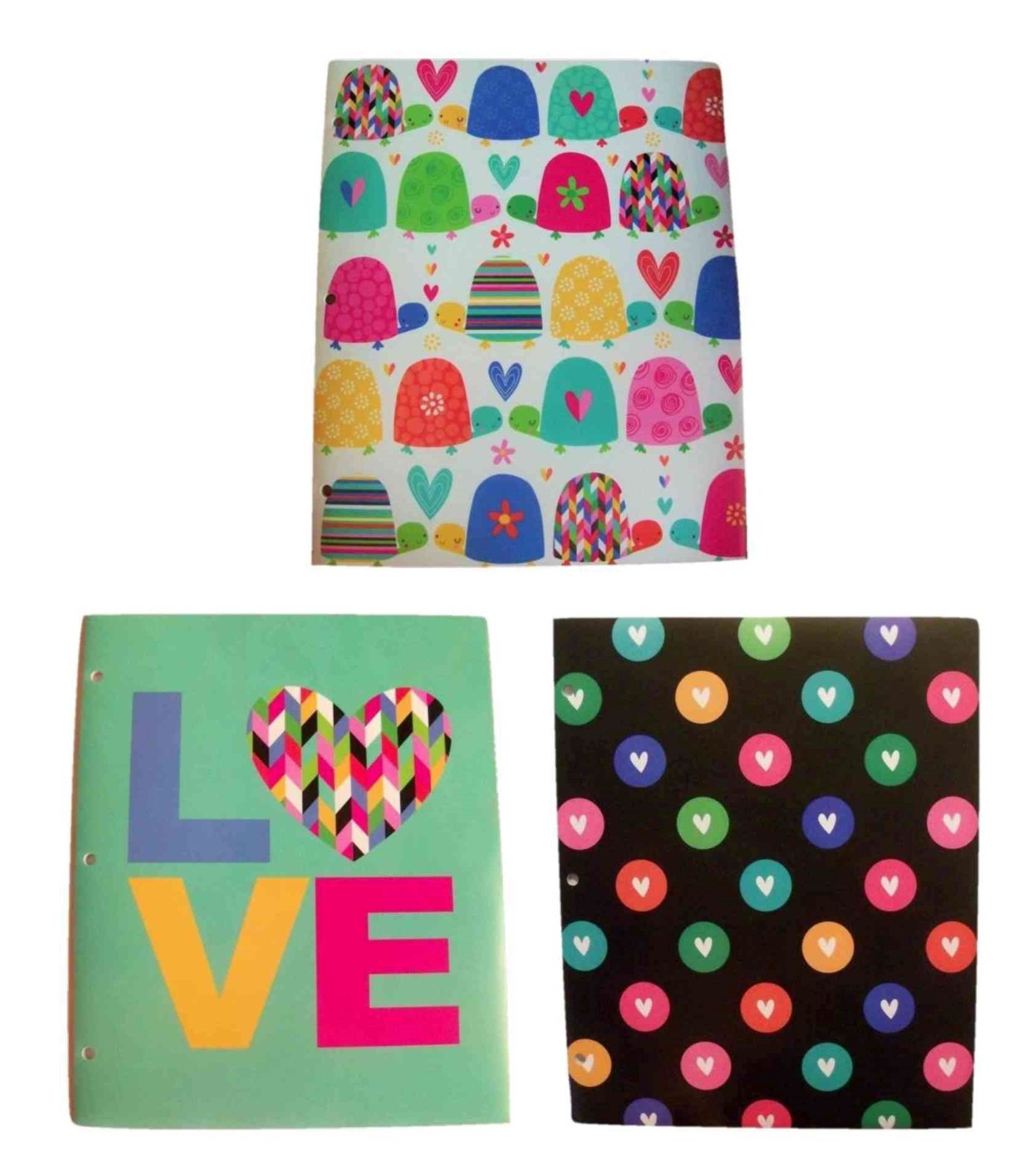 Carolina Pad Studio C Set of 3 Poly Folders ~ Happy Go Lucky (Turtle Love, Color